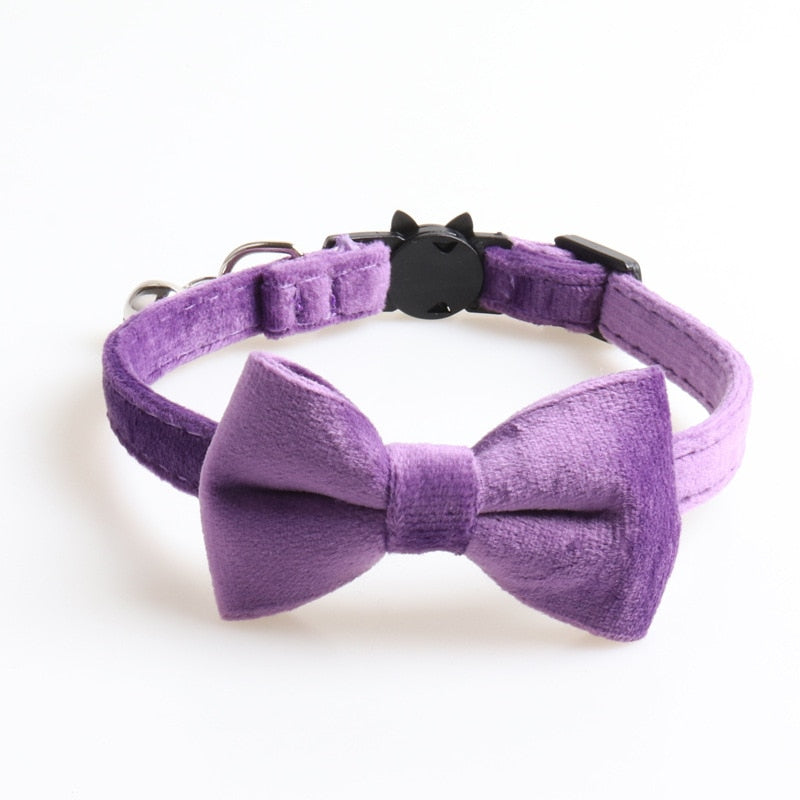 Velvet Soft Bow Kitten Collars