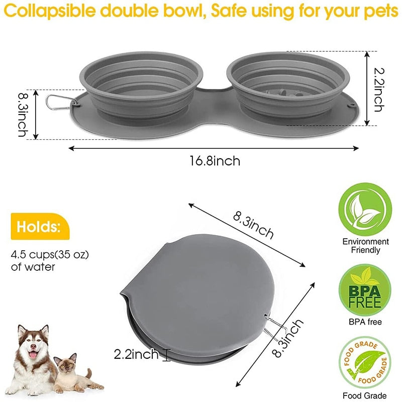 Double Silicone Folding Dog Bowl