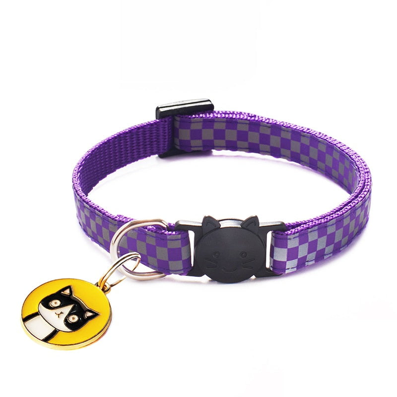 Nylon Buckles Check Pets Collar