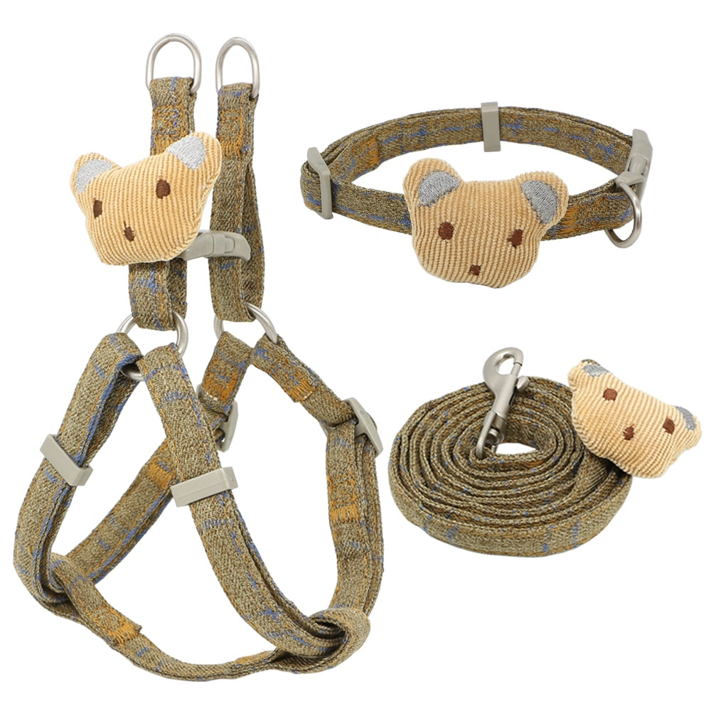 Soft Dog Harness Leash Collar Set