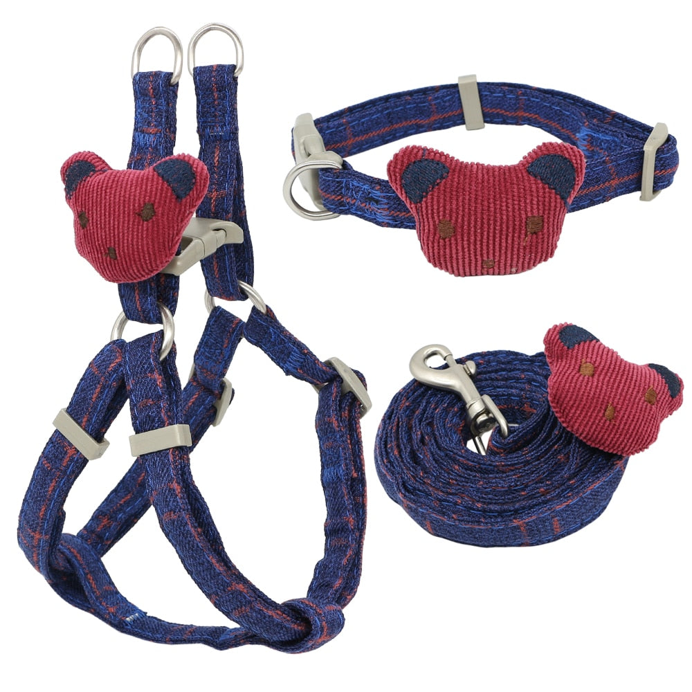 Soft Dog Harness Leash Collar Set