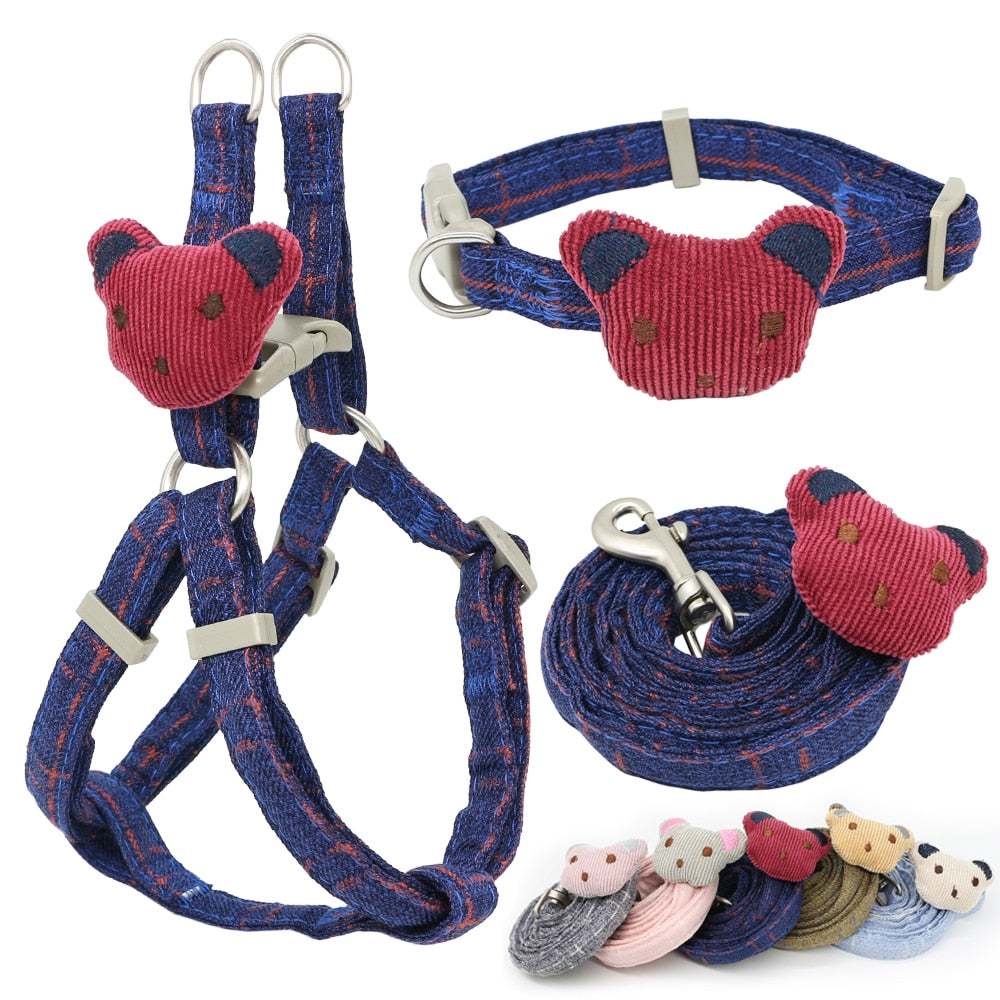 Soft Dog Harness Leash Collar Set