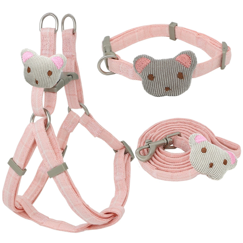 Soft Dog Harness Leash Collar Set