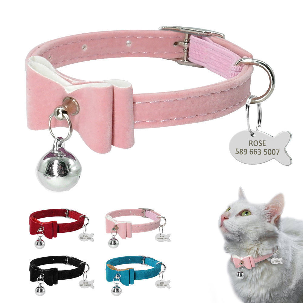 Cat Kitten ID Tag Bowknot Collar