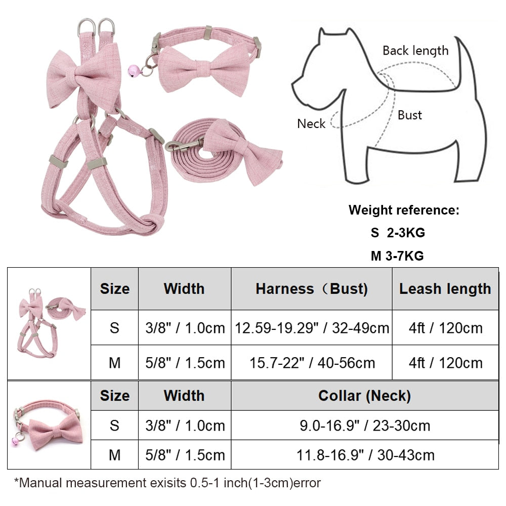 Dog Cute Bow Double Layer Harness