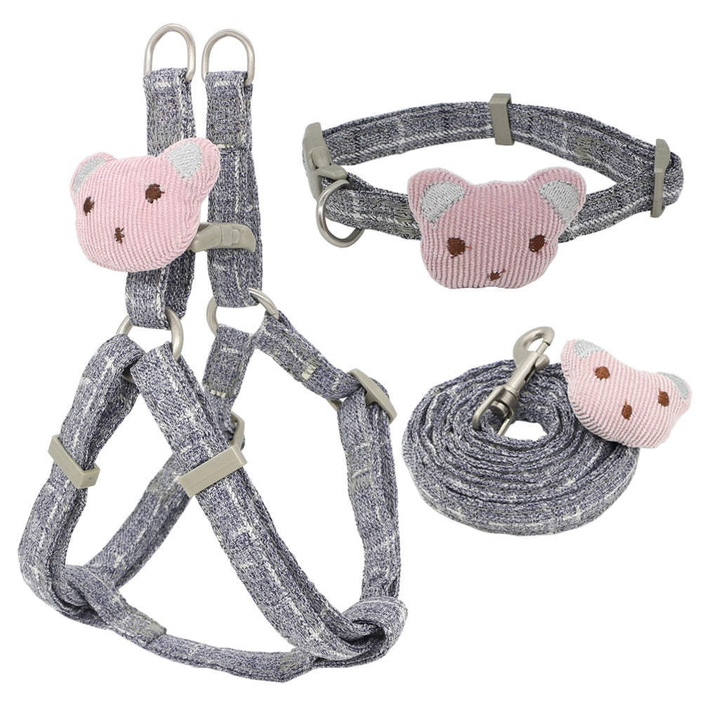 Soft Dog Harness Leash Collar Set