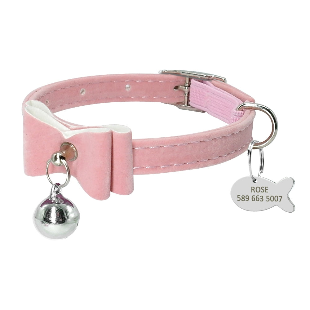 Cat Kitten ID Tag Bowknot Collar