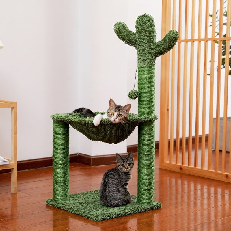 Cute Cactus Cat Scratching Tree