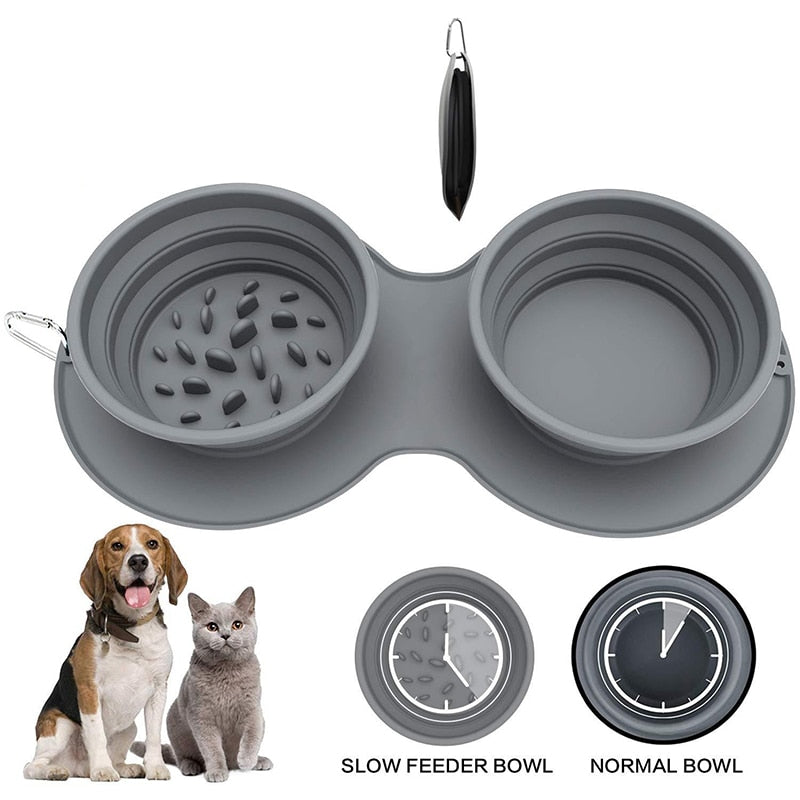 Double Silicone Folding Dog Bowl