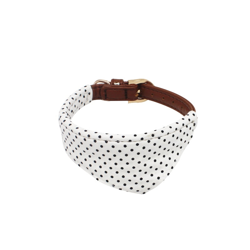 Bandana Leather Leash Bow Cat Collar