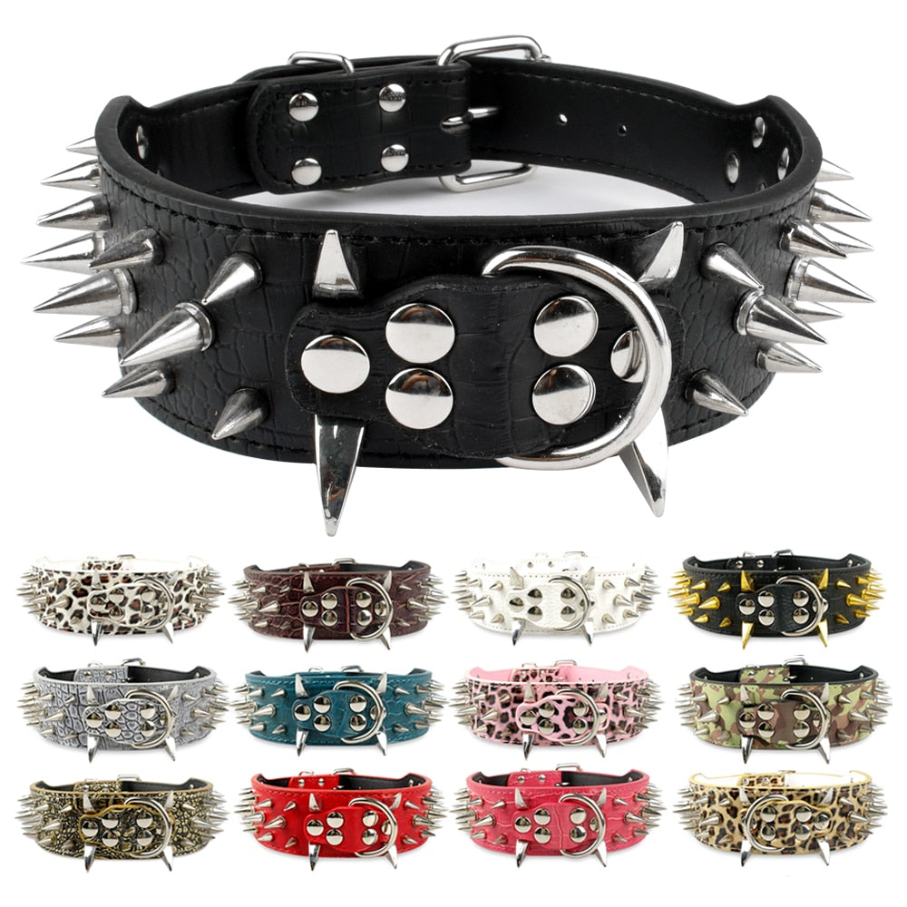 Wide Spiked Dog Collar