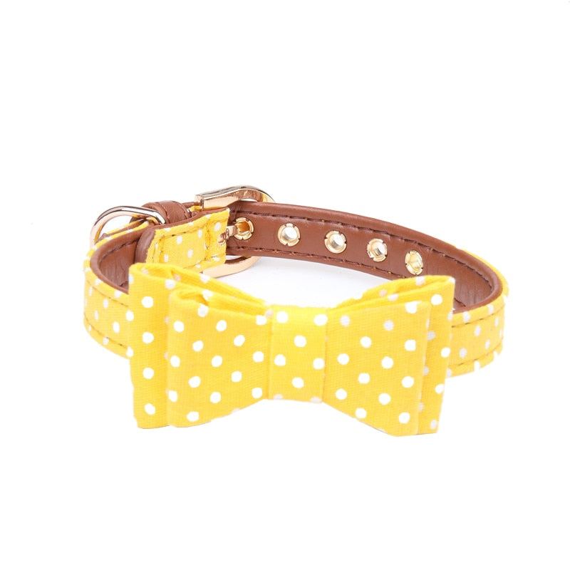 Bandana Leather Leash Bow Cat Collar