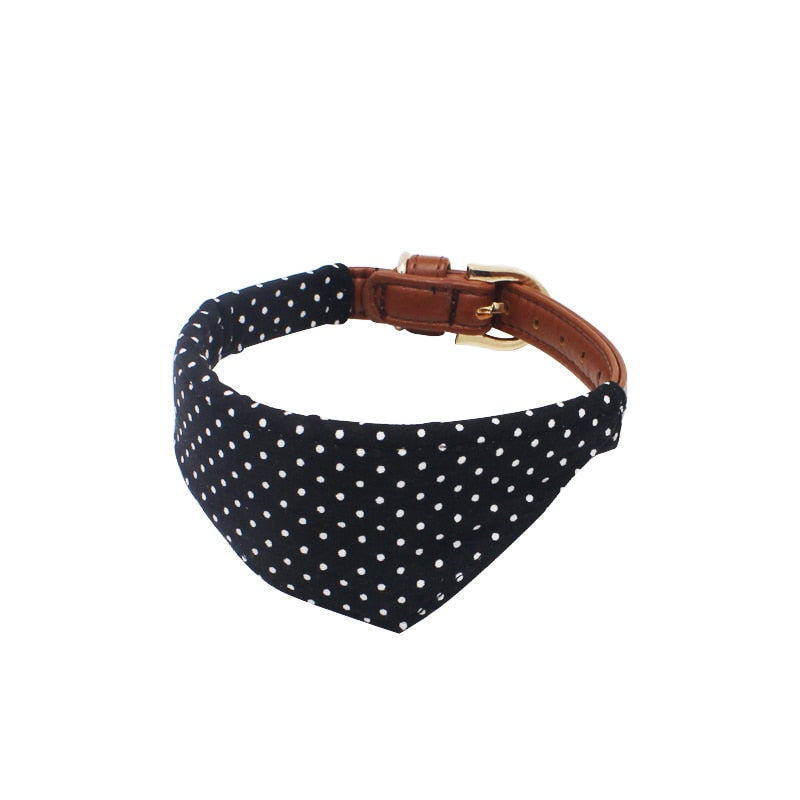 Bandana Leather Leash Bow Cat Collar