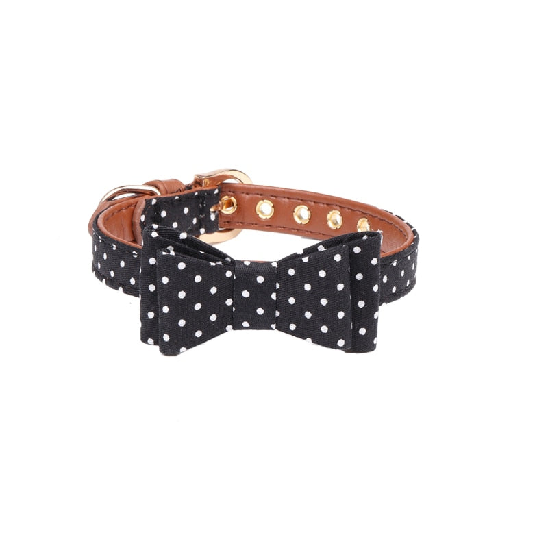 Bandana Leather Leash Bow Cat Collar