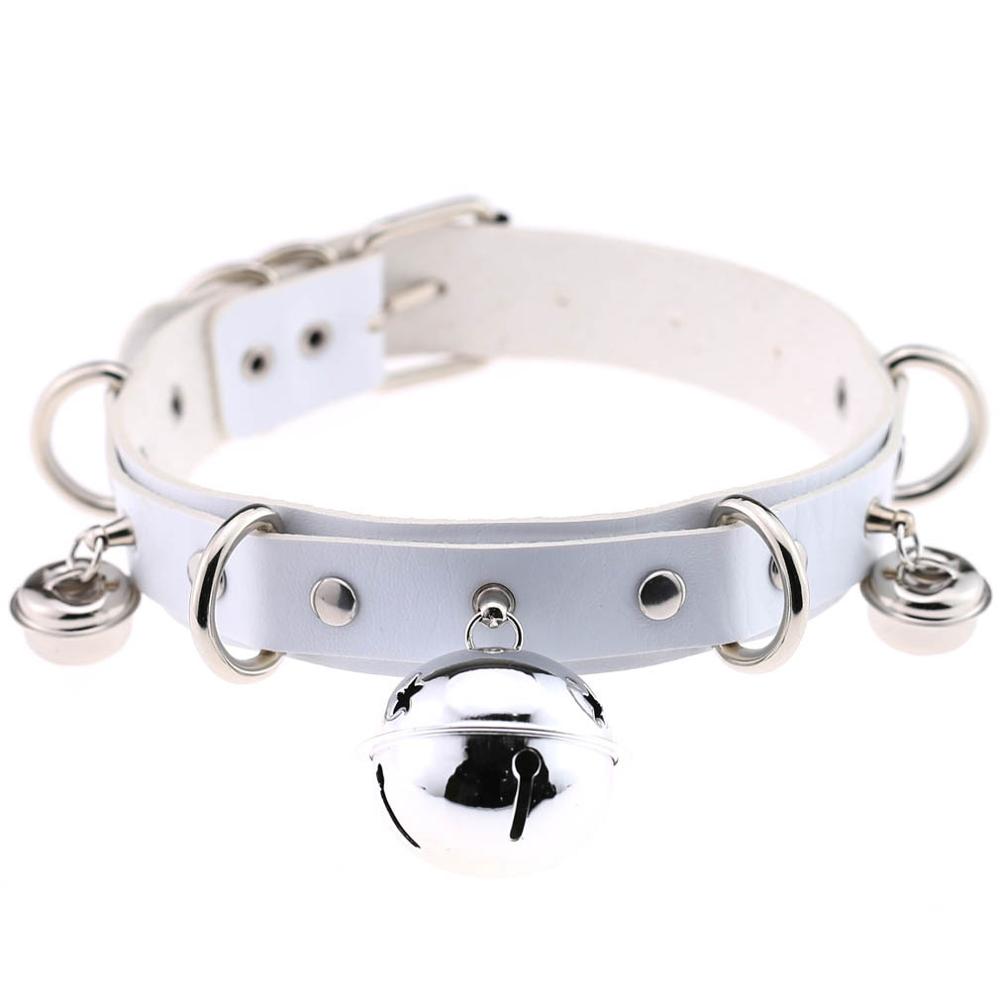 Punk Leather Choker Bells Necklace