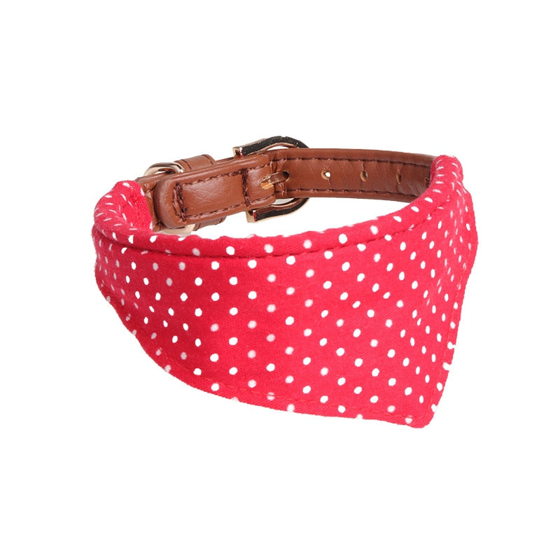 Bandana Leather Leash Bow Cat Collar