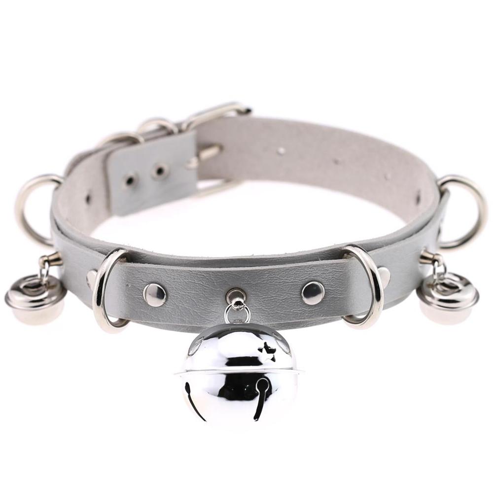 Punk Leather Choker Bells Necklace