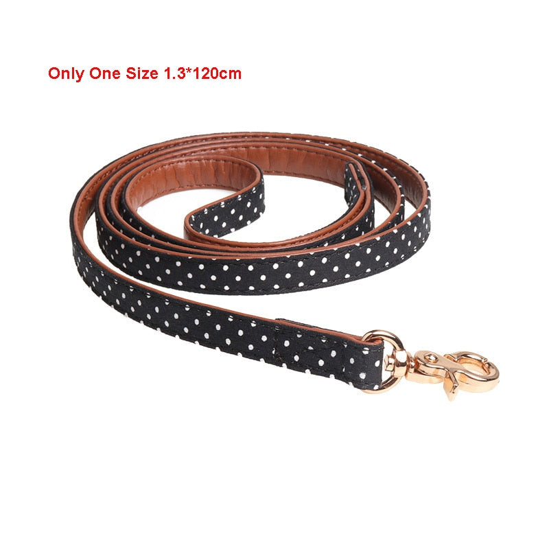 Bandana Leather Leash Bow Cat Collar