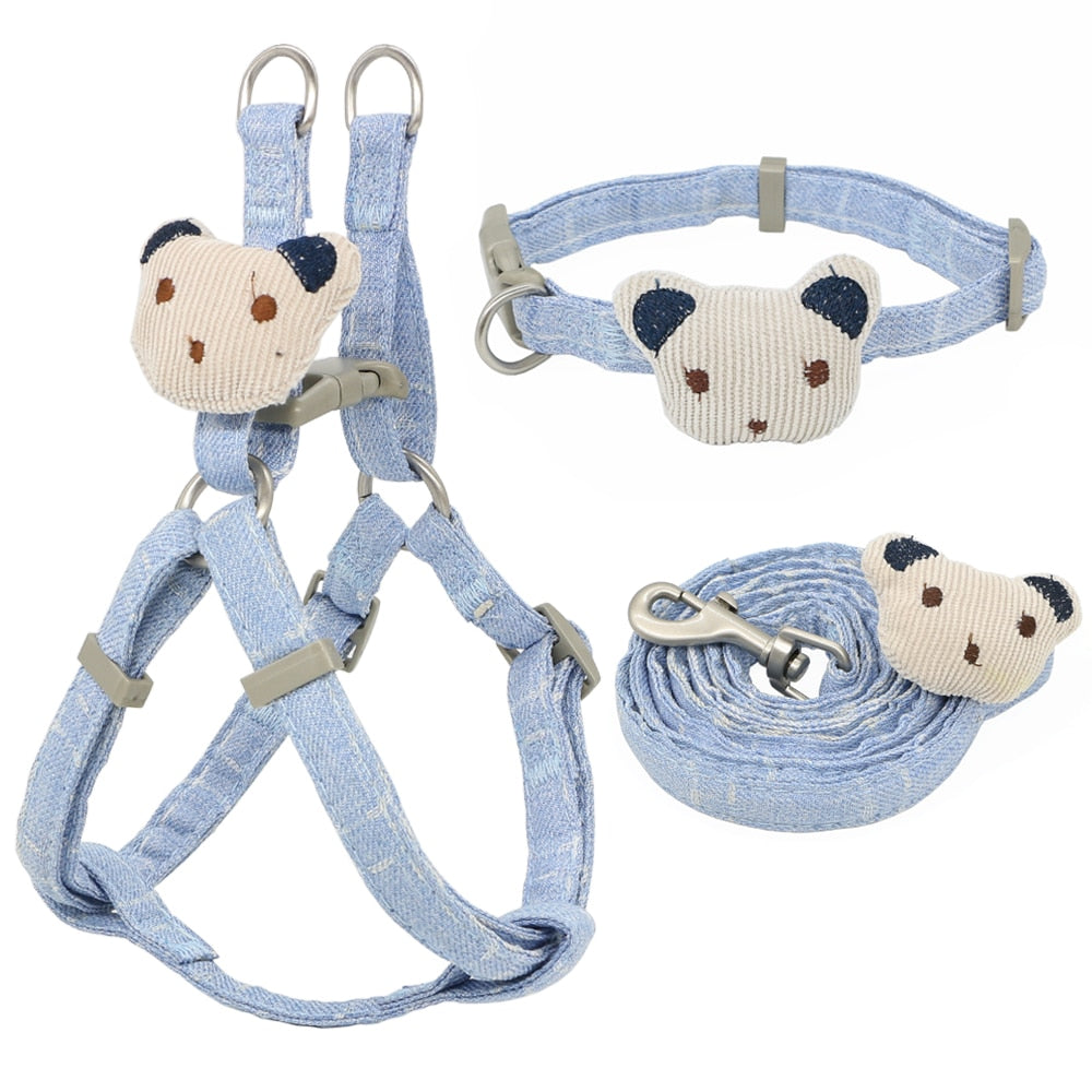 Soft Dog Harness Leash Collar Set