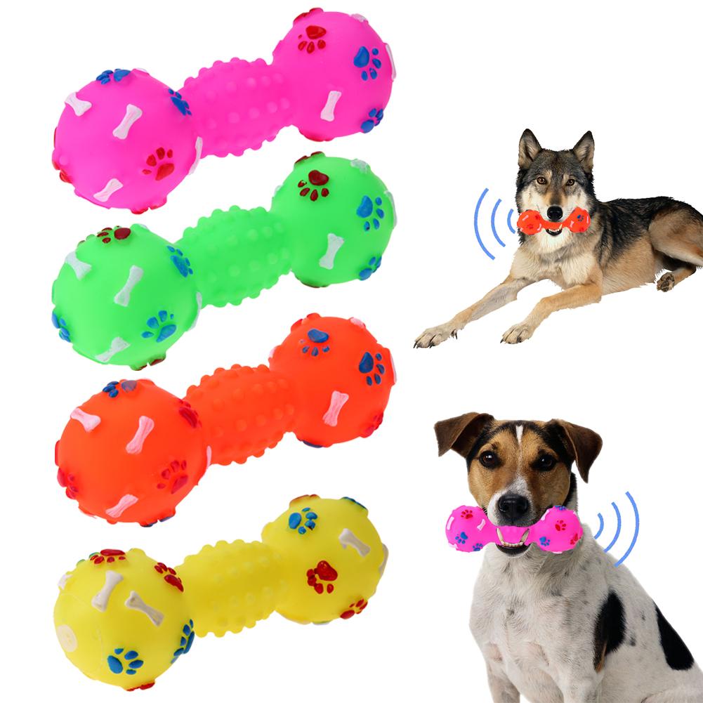 Dumbbell Shaped Dog Squeaky Chew Toy