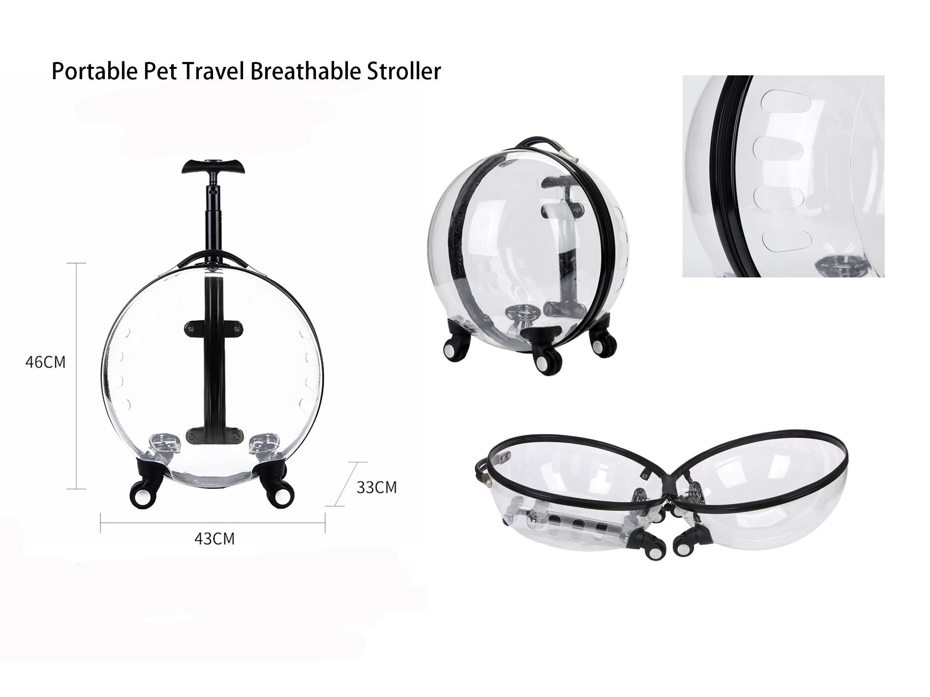 Transparent Capsule Pet Travel Trolley