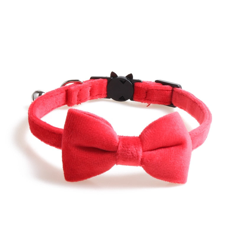 Velvet Soft Bow Kitten Collars