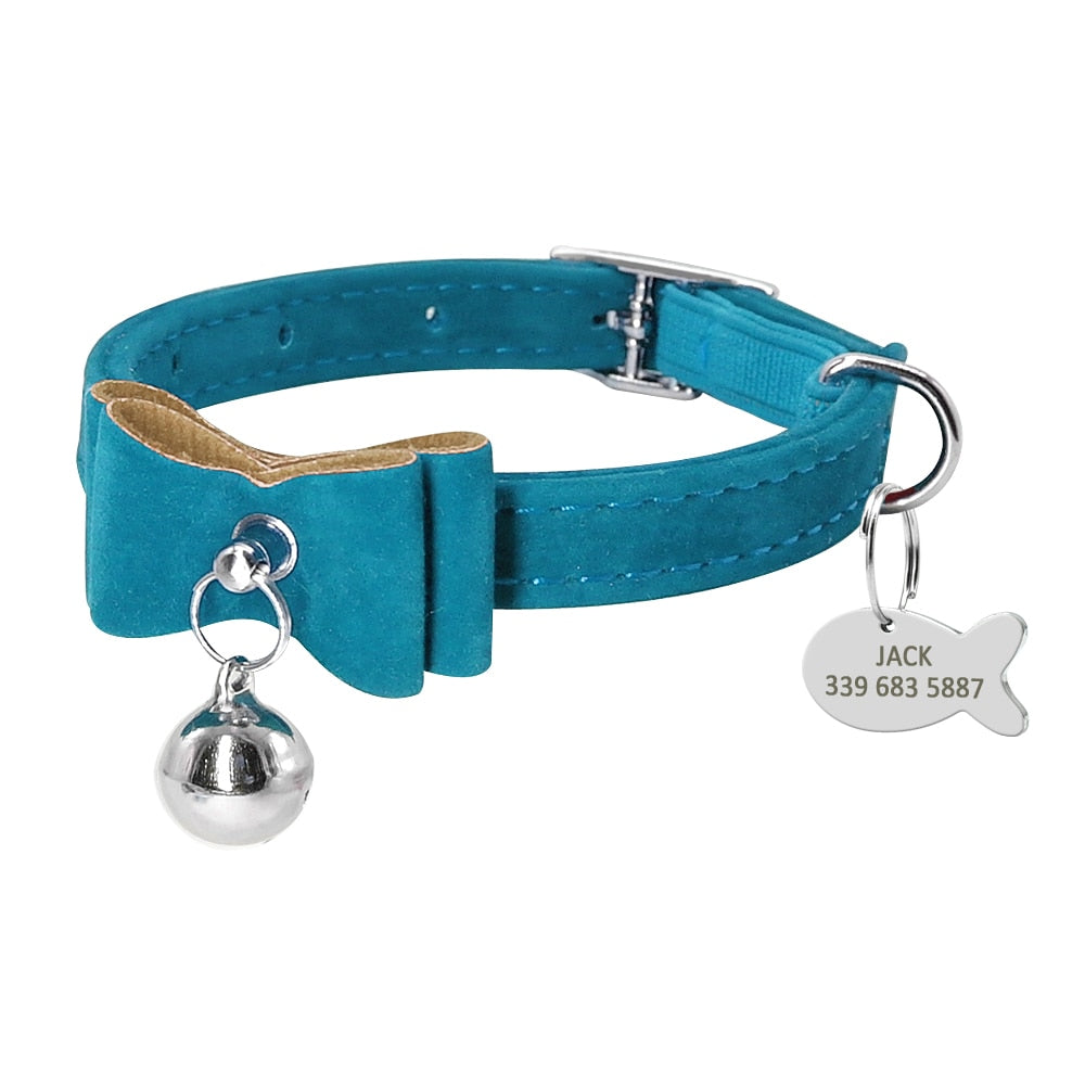 Cat Kitten ID Tag Bowknot Collar