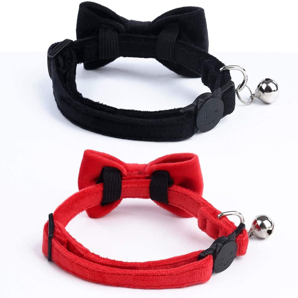 Velvet Soft Bow Kitten Collars