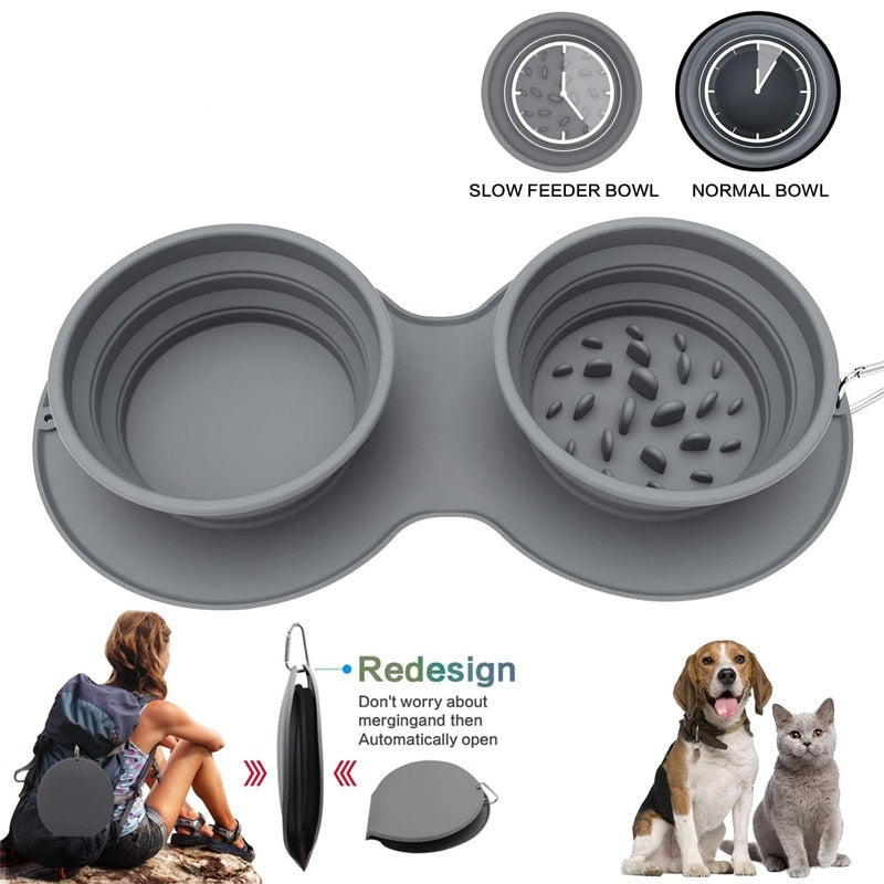 Double Silicone Folding Dog Bowl