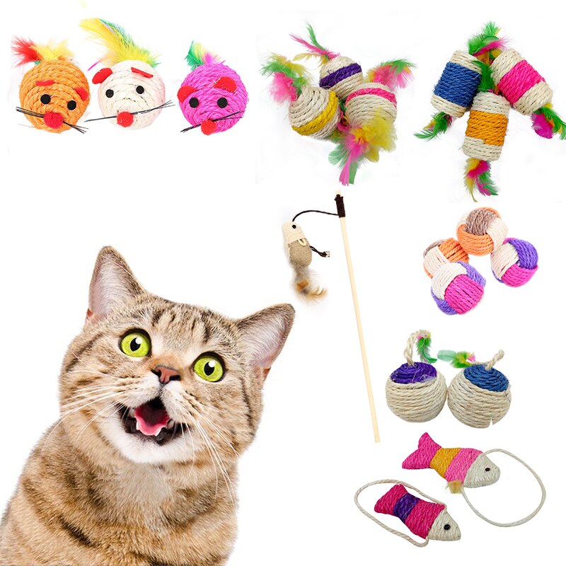 Cat Sisal Scratching Funny Feather Toy