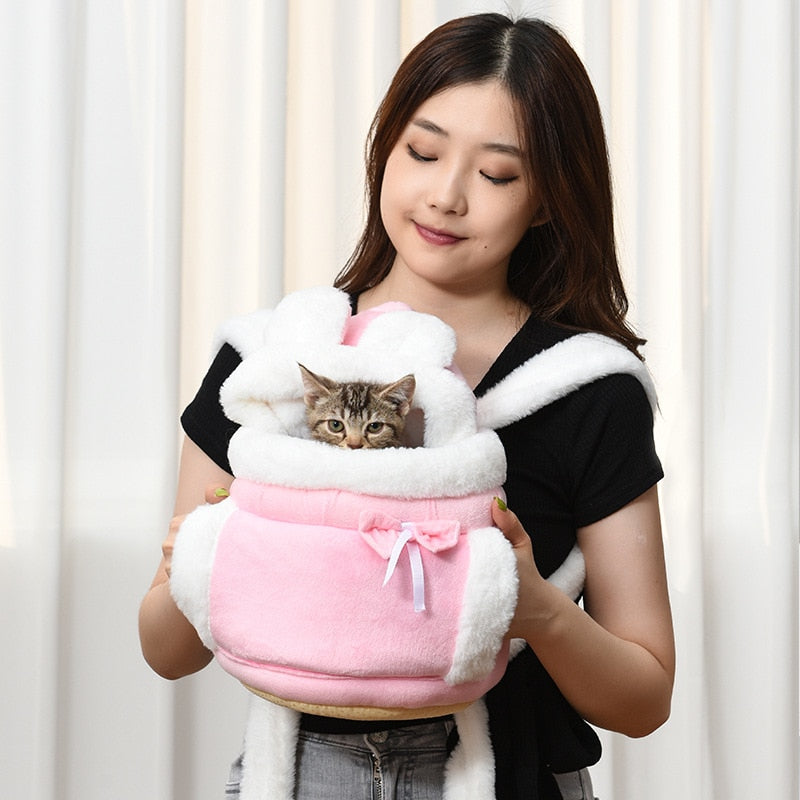 Winter Warm Soft Plush Cat Chest Bag