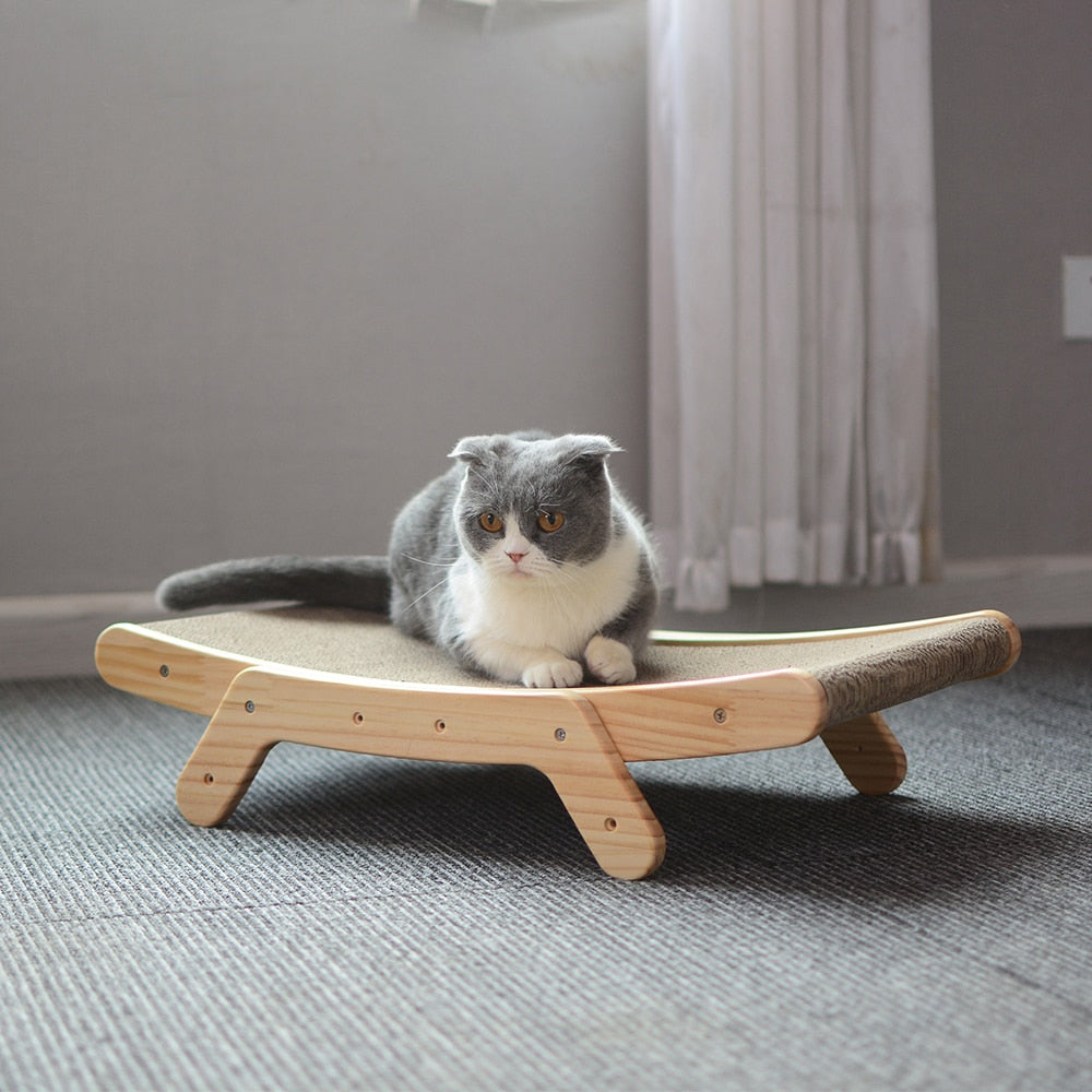 Wooden Cat Scratcher Scraper Bed