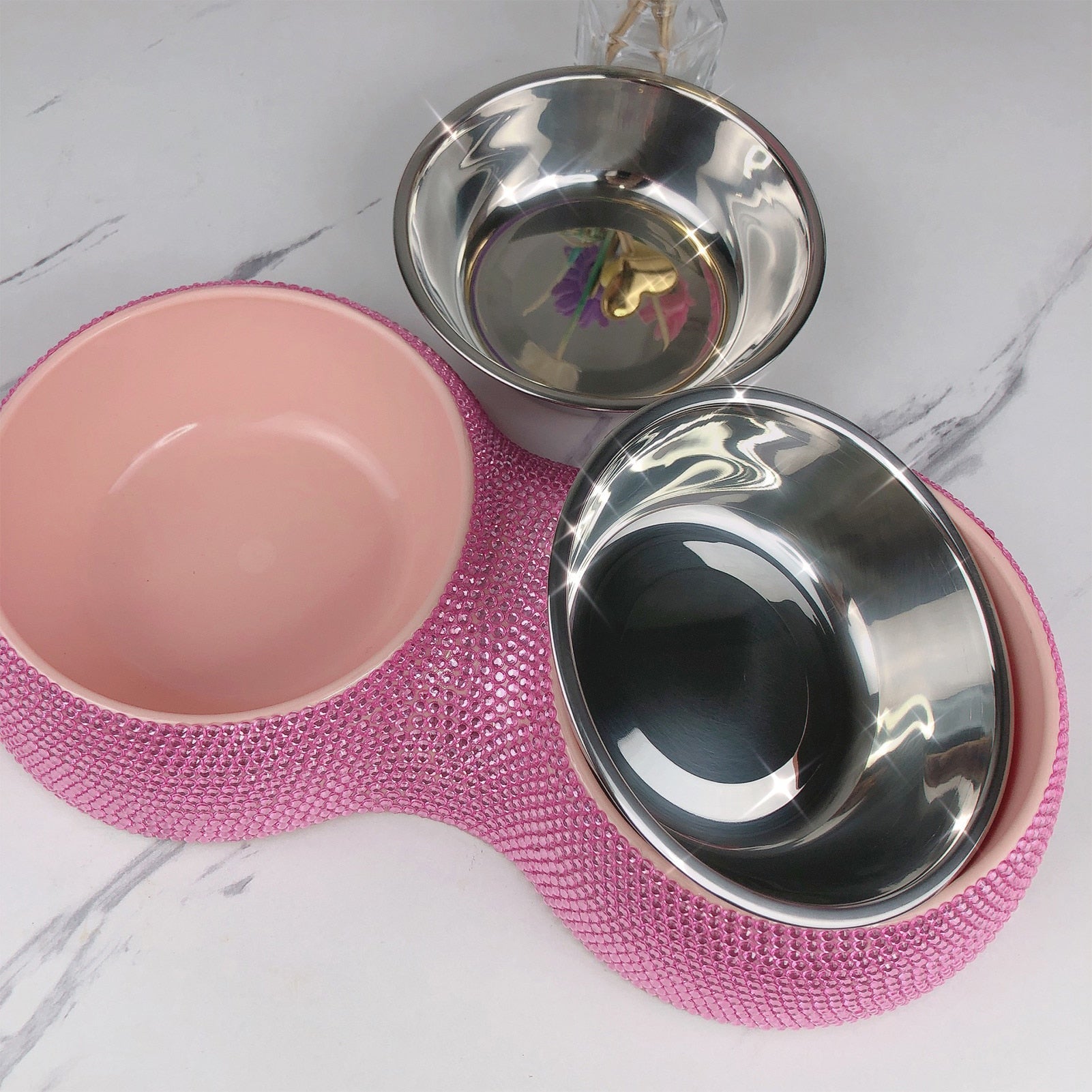 Bling Bling Rhinestone Dog Food Bowl