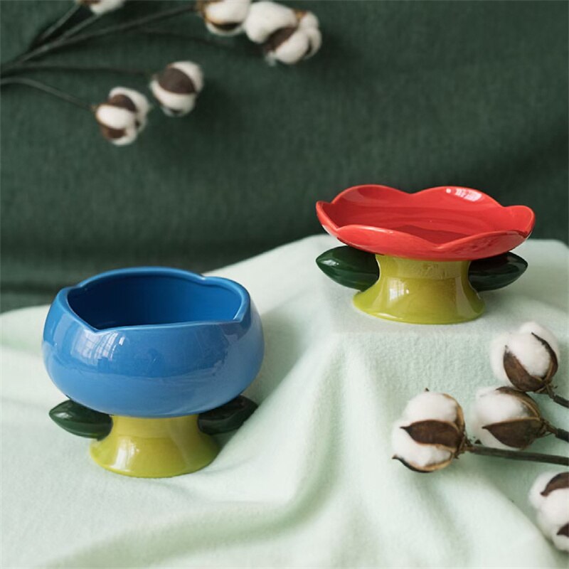 Flower Ceramic Cat Bowl