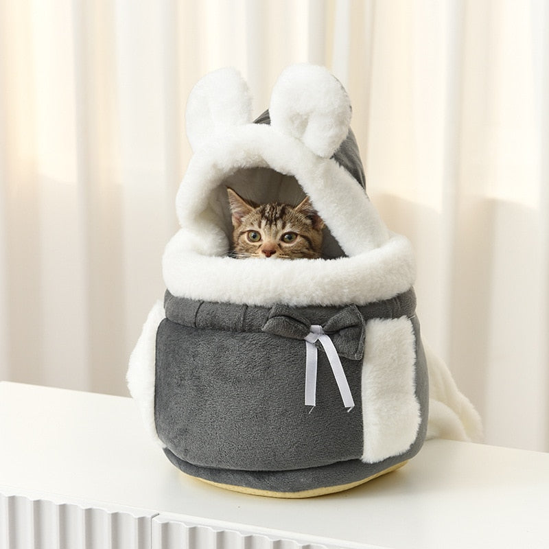 Winter Warm Soft Plush Cat Chest Bag