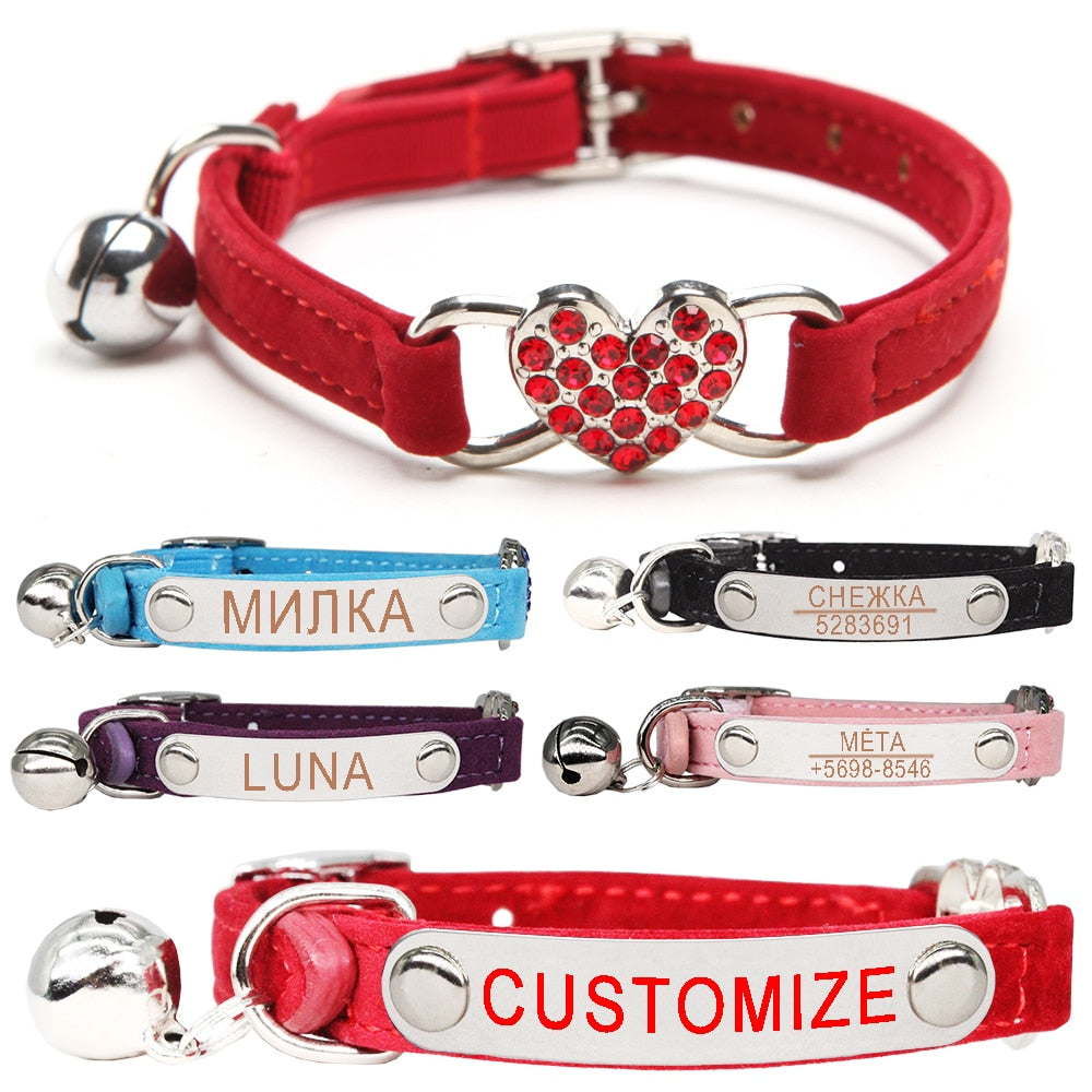 Heart Charm Personalized ID Cat Collar