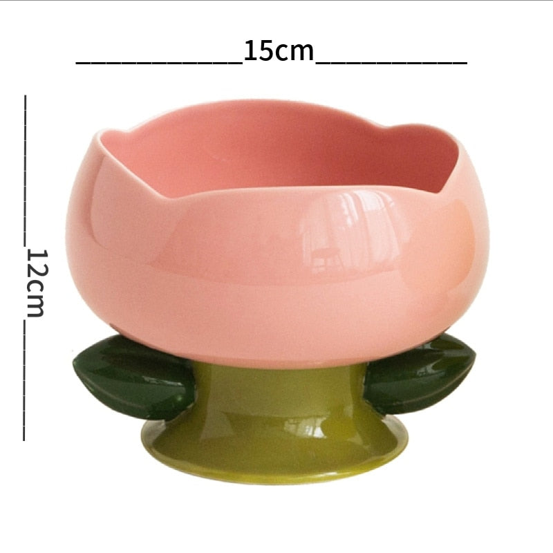 Flower Ceramic Cat Bowl