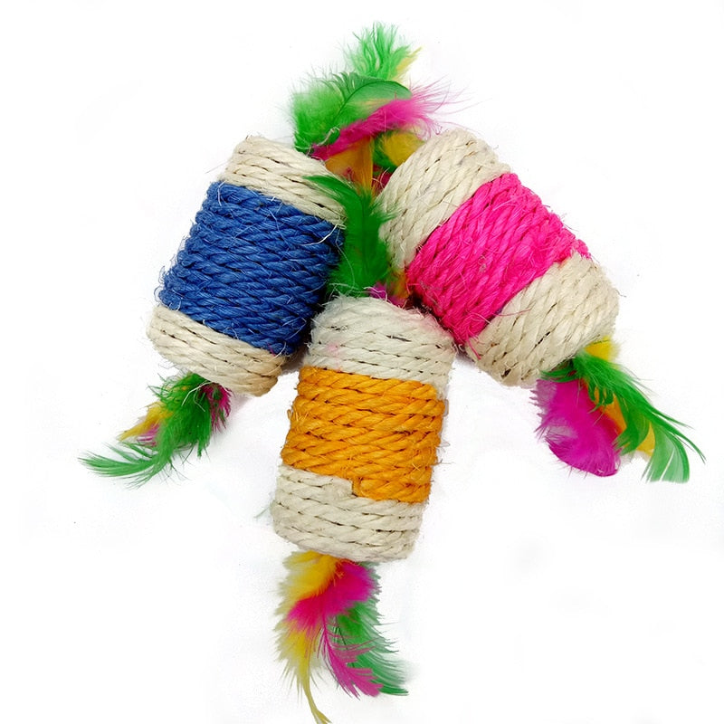 Cat Sisal Scratching Funny Feather Toy