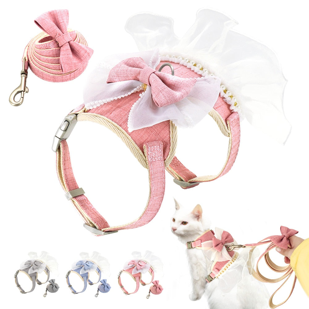 Bowknot Cat Harness Leash