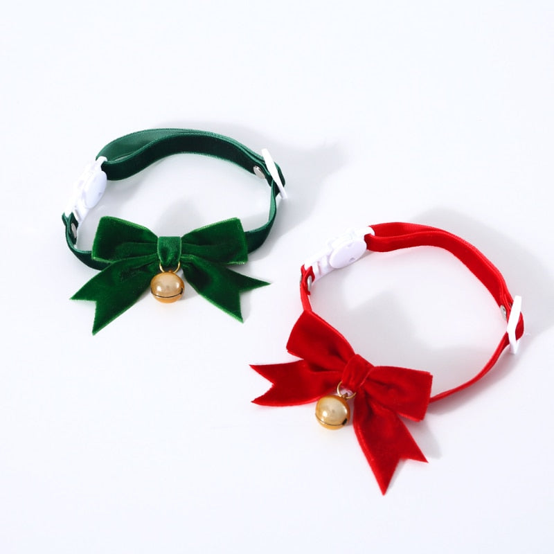 Christmas Pet Velvet Bell Collar