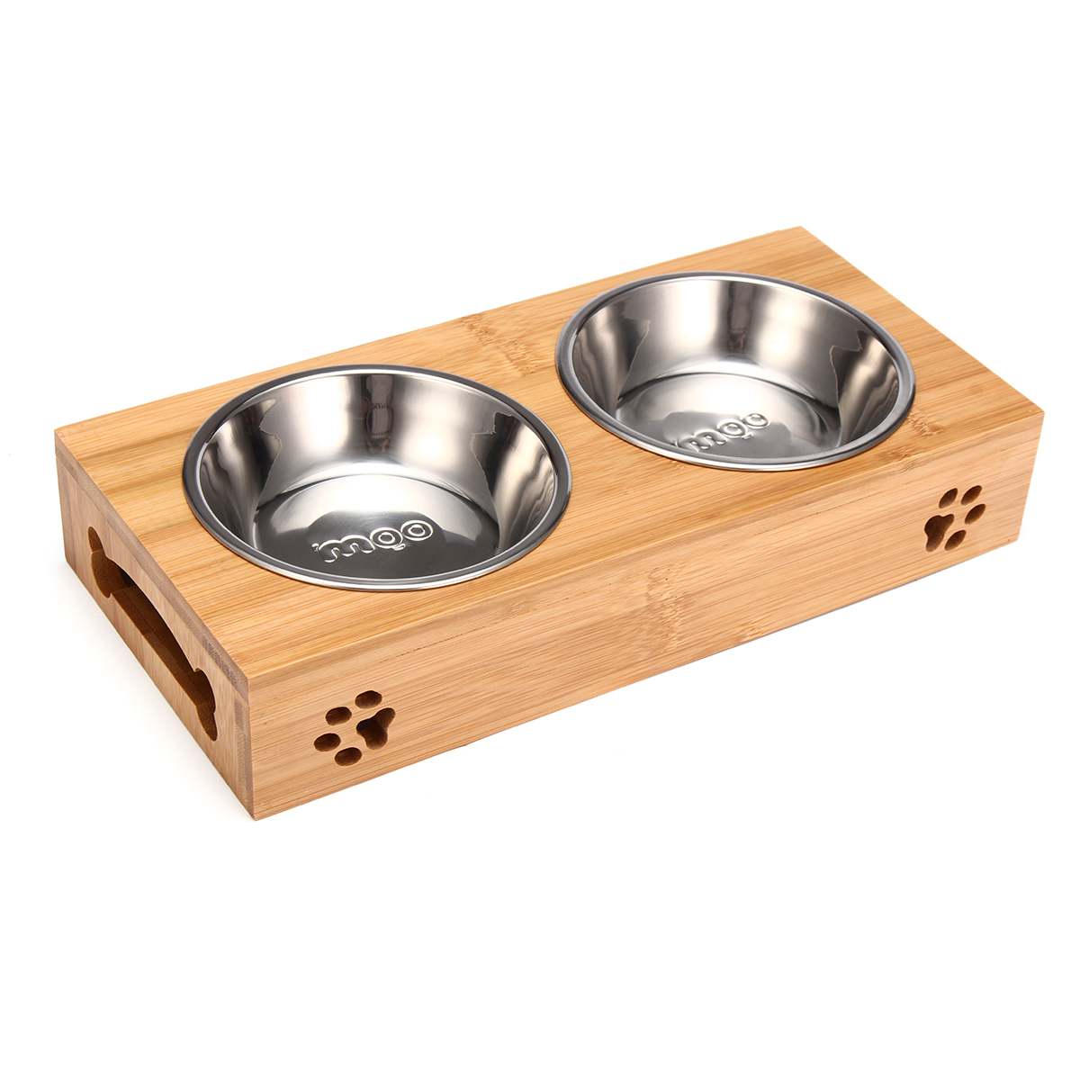 Cat Bamboo Plate Double Bowl