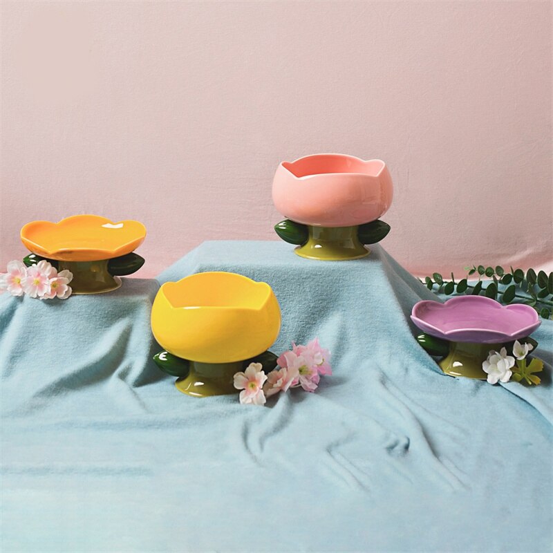 Flower Ceramic Cat Bowl