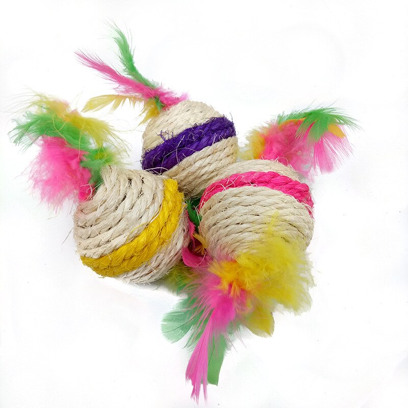 Cat Sisal Scratching Funny Feather Toy