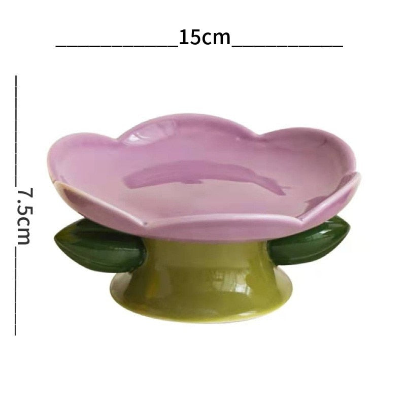 Flower Ceramic Cat Bowl