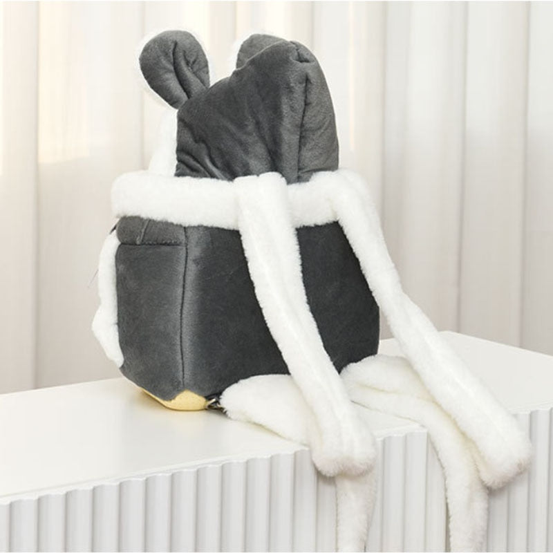 Winter Warm Soft Plush Cat Chest Bag