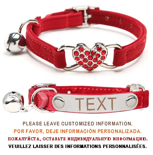 Heart Charm Personalized ID Cat Collar