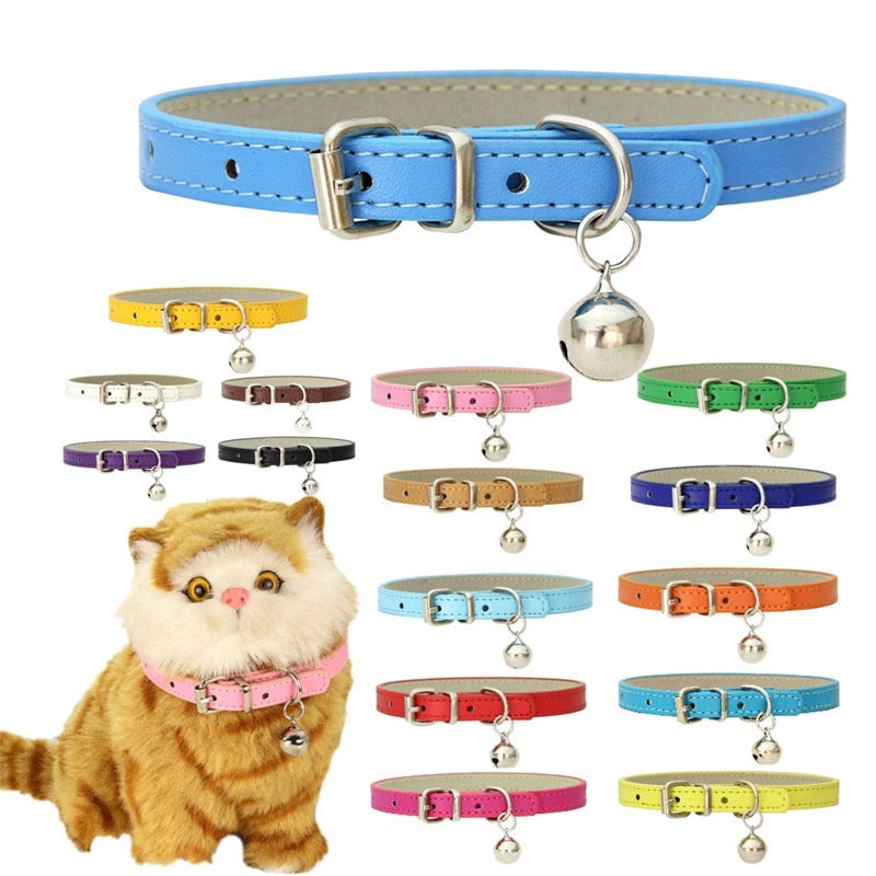 Leather Small Cat Bell Collar