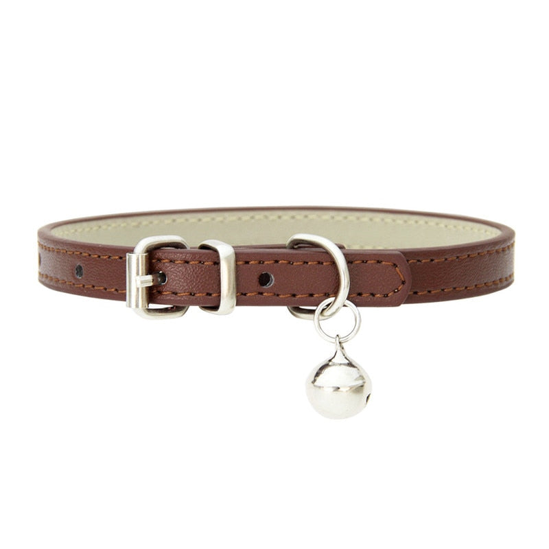 Leather Small Cat Bell Collar