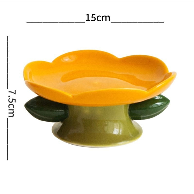 Flower Ceramic Cat Bowl