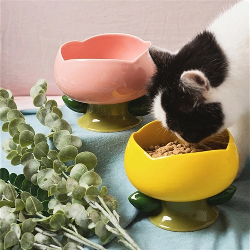 Flower Ceramic Cat Bowl